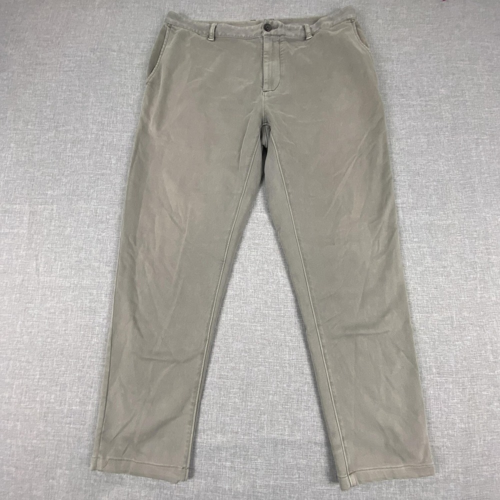 Faherty Pants Mens 36x28 Gray Chino Slim Stretch Tapered Cotton Blend Casual
